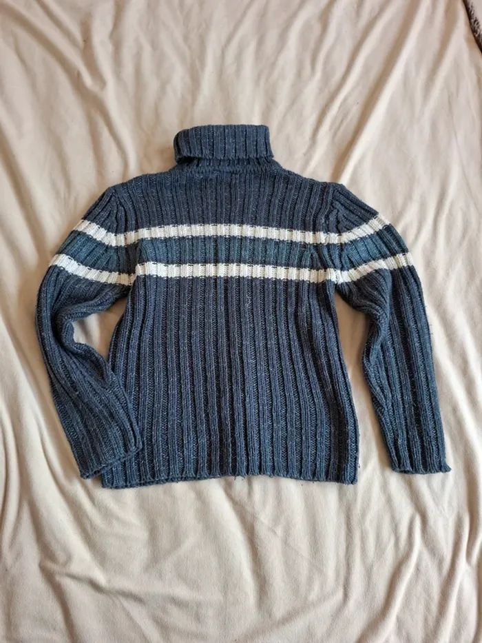 Pull col roulé gris/bleu et blanc marque Complice taille 12 ans, en très bon état - photo numéro 4