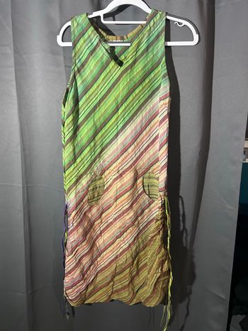 Robe mi longue, couleur vert/marron, taille L