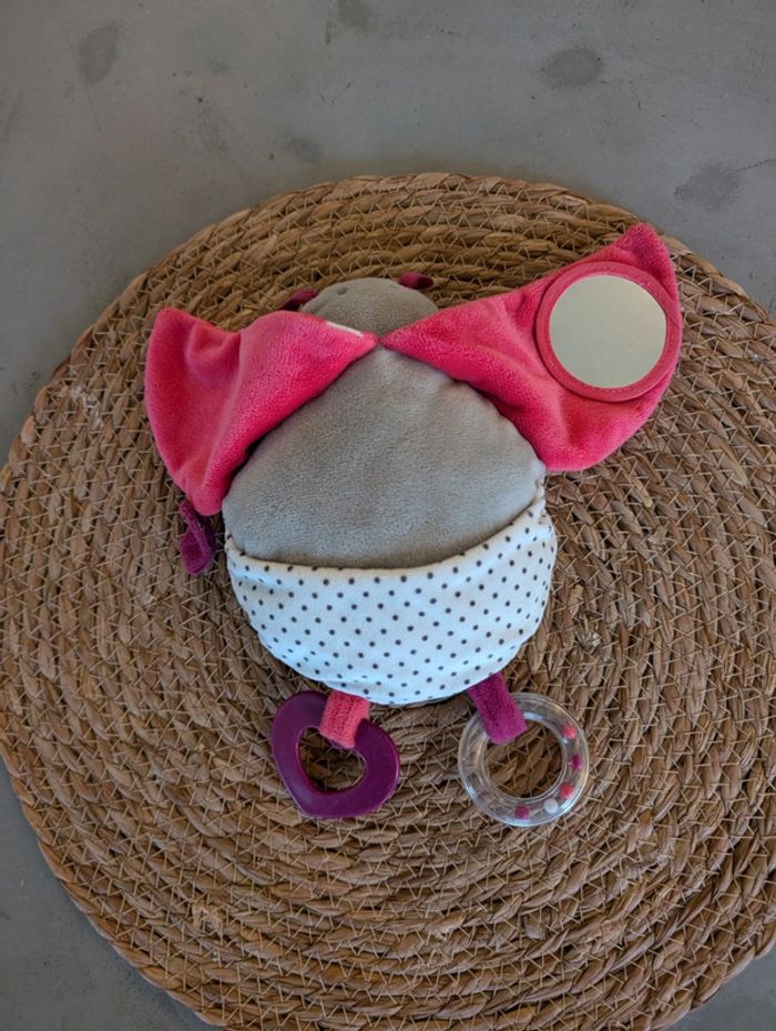 Doudou Coccinelle d activite Obaibi Okaidi gris rose - photo numéro 3