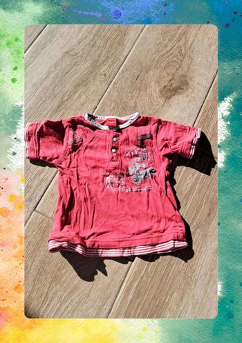 T-shirt bébé 18 mois - Rouge - Boutons pression