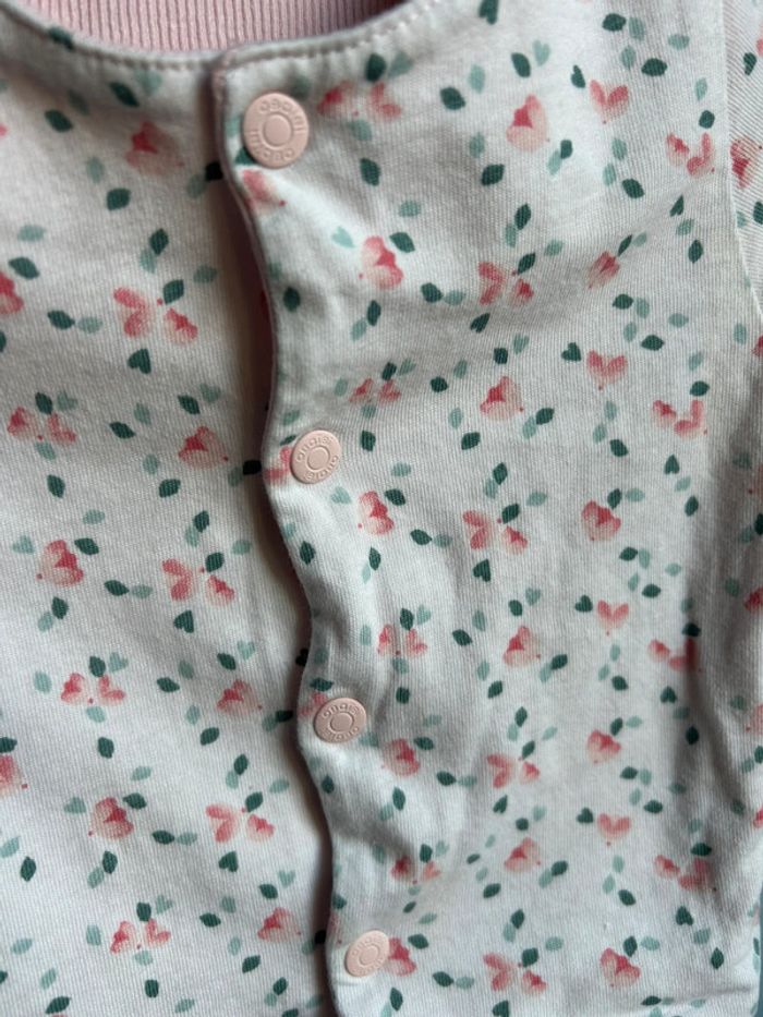 Gilet réversible rose / blanc à fleurs , obaibi , 3 mois - photo numéro 9