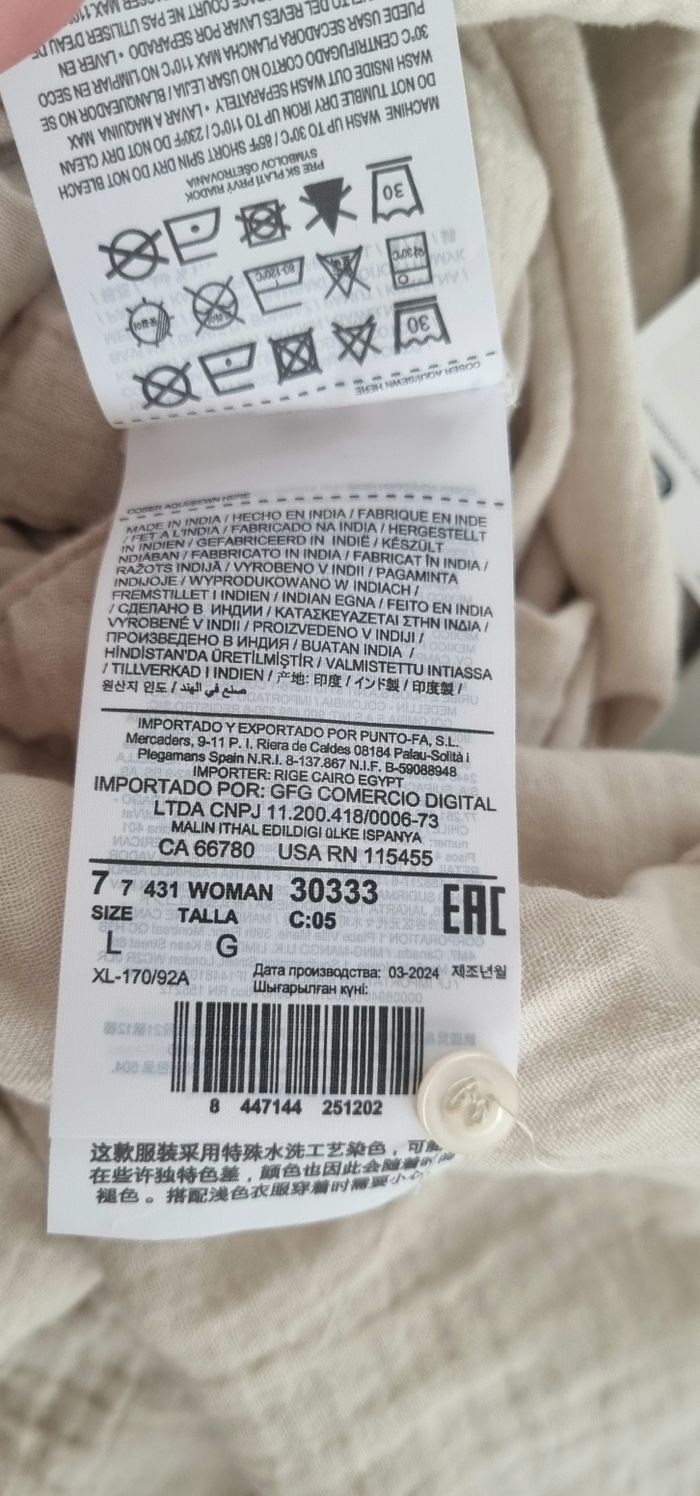 Combinaison pantalon beige gaze de coton mango L neuf avec étiquette - photo numéro 2