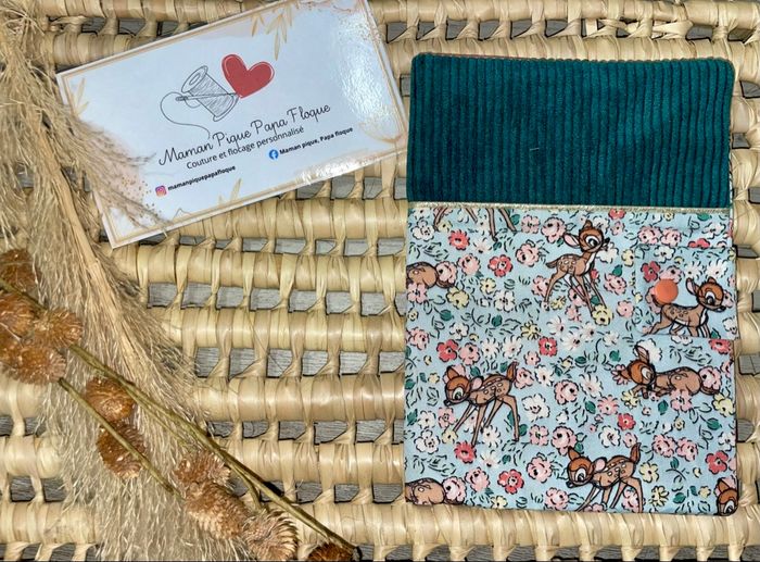 Protège carnet de santé en velours et tissu à motifs