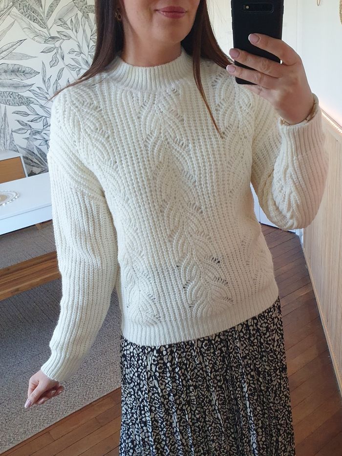 Pull ajouré Toronto blanc légèrement écru Taille M - photo numéro 2