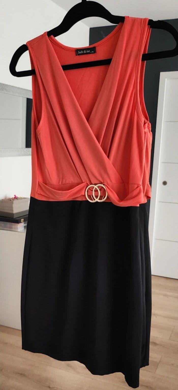 Robe fourreau moulante corail et noire taille L/XL Jade & Me