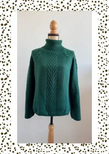 Pull col roulé vert sapin
