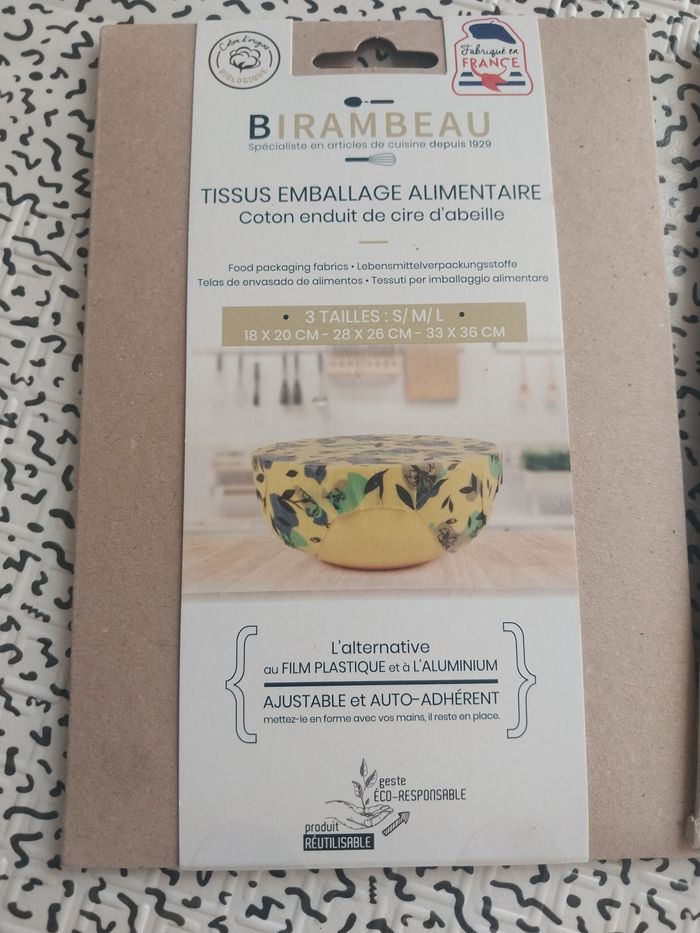 Tissus emballage alimentaire réutilisable Birambeau (neuf) lot de 2 - photo numéro 2