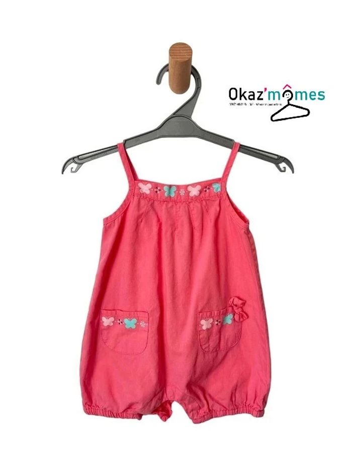 Combishort rose légère à bretelles (papillons) - Kimbaloo 3 mois