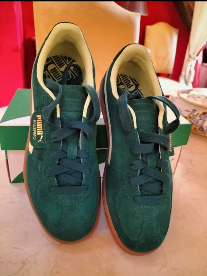 Baskets Puma Palermo neuves vert sapin / vert foncé - vert anis - photo numéro 6