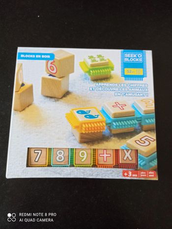 Jeux Neuf construction chiffres et animaux blocs en bois