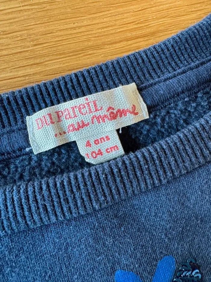 Sweat ML bleu marine avec girafe et sequins - Taille 4 Ans - photo numéro 3