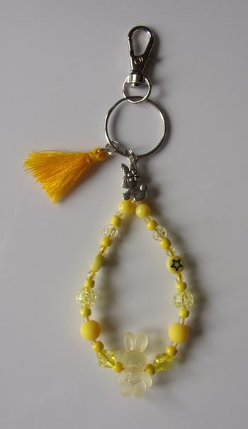 Porte clé ou Déco de sac à main lapin givré Jaune
