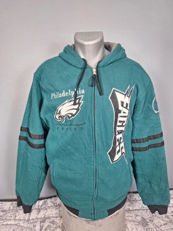 Veste epaisse à capuche nfl réversible homme / vert et gris taille L / brodé 244