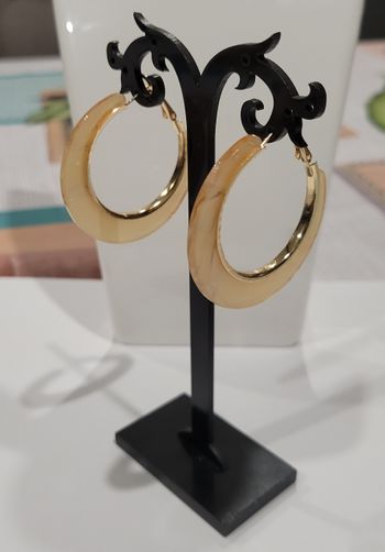 BOUCLES D'OREILLES ANNEAUX CREOLES MARBREES ORANGE ! NEUF