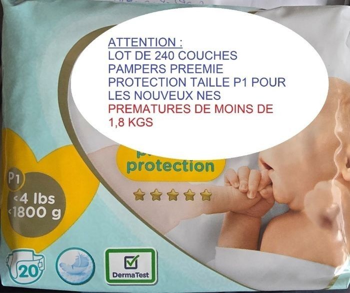 Lot de 240 Pampers Preemie Protection <1.8 Taille 0 Neuf - photo numéro 2