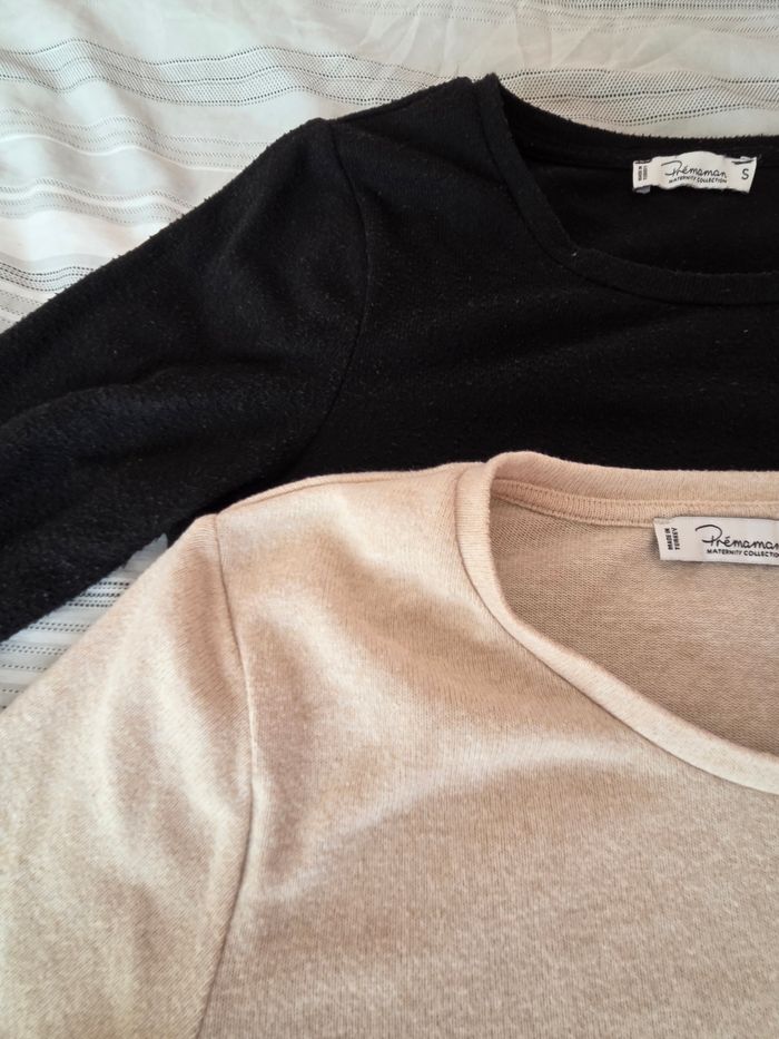 Lot de 2 pulls de grossesse beige et noir - photo numéro 3