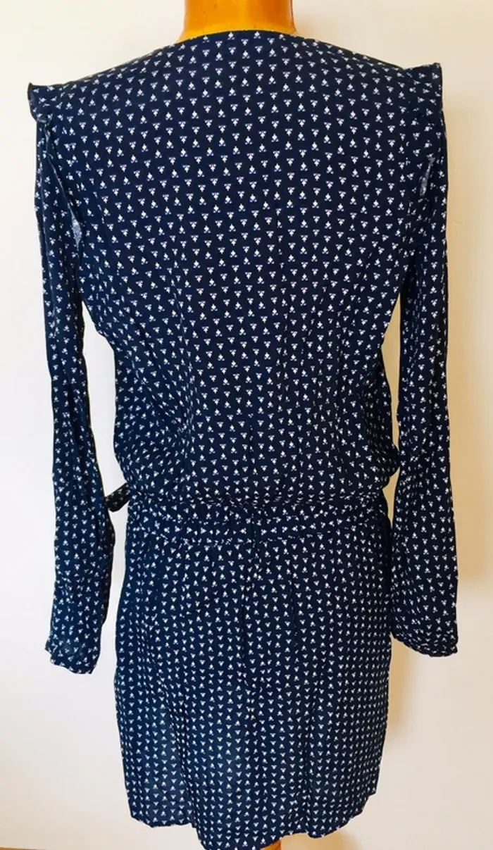 Robe bleu marine à motifs, effet cache cœur - photo numéro 2