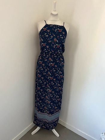 Robe longue marine à fleurs H&M XS