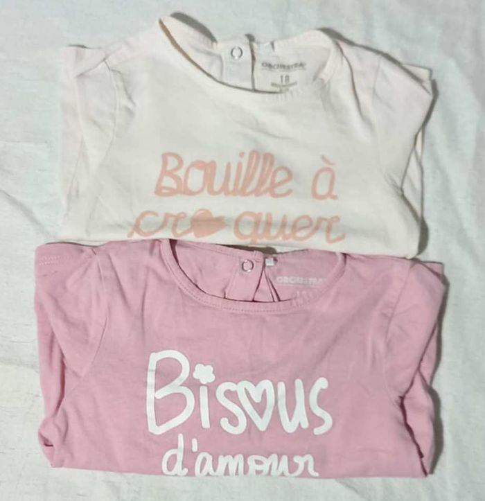 lot de 2 tee shirts roses Orchestra