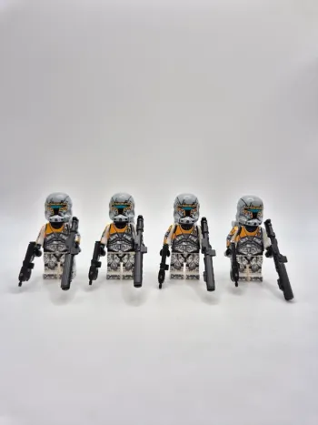 Figurines type lego 4 clones gris et jaune star wars