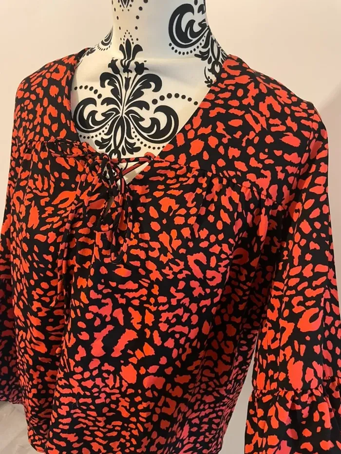Blouse Vera & Lucy - Neuf - Imprimé léopard rouge/noir - Taille S 🐆 - photo numéro 3