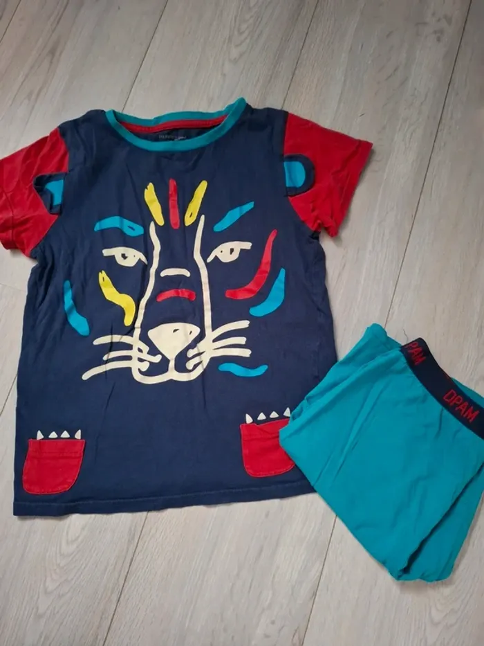 Pyjama bleu rouge tigre 8 ans