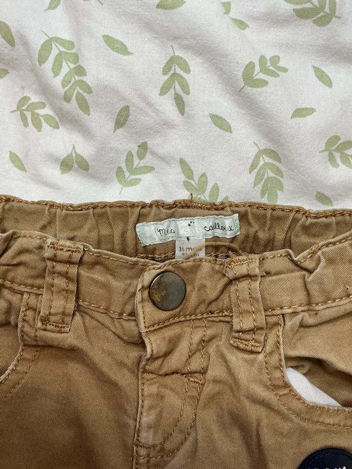 pantalon léger marron clair 36 mois taille réglable mes petits cailloux - photo numéro 4