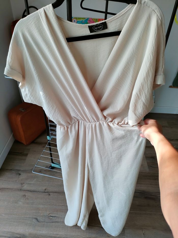 Combinaison taupe beige col v - photo numéro 2
