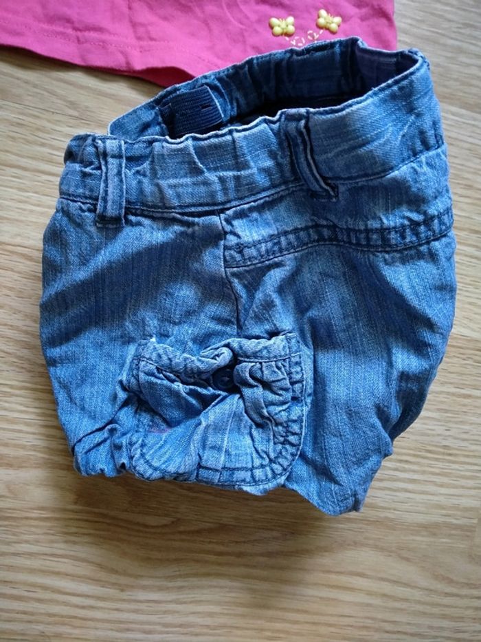 Ensemble débardeur rose et short en jean. Bébé 6 mois - photo numéro 7