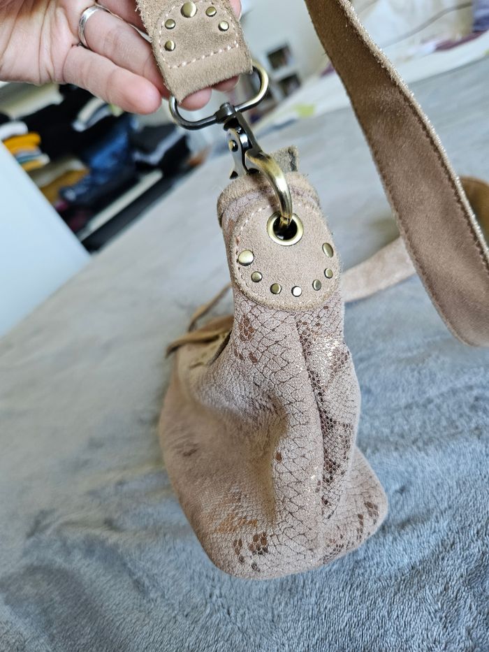 Sac bandoulière cuir doré rosé Mila Louise - photo numéro 5