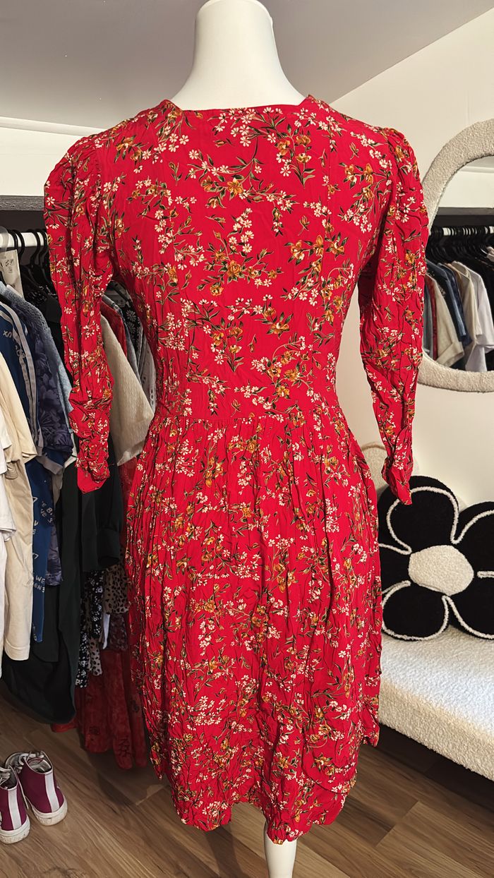 Robe longue rouge fleuries Boutique Indépendante T42/44 - photo numéro 3