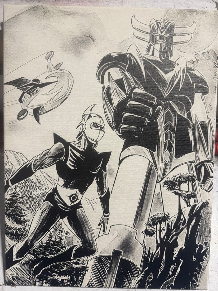 Tableau Goldorak et Actarus robot vintage en toile 30x40cm - photo numéro 2