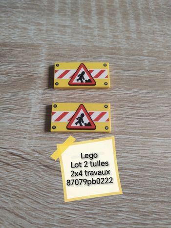 Lego lot 2 tuiles 2x4 travaux 87079pb0222