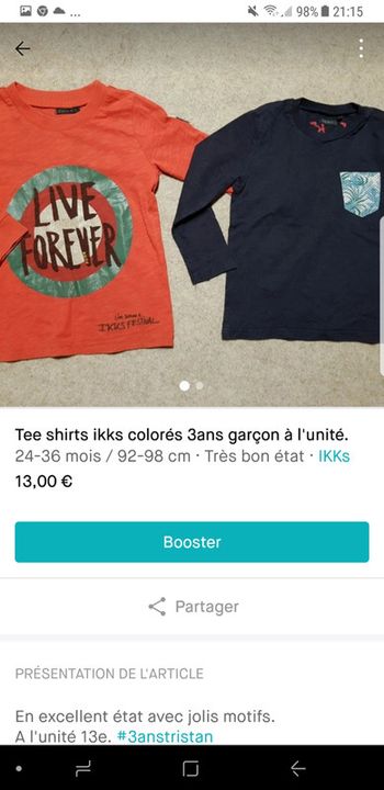 Lot de 2 tee shirts ikks 3ans garçon