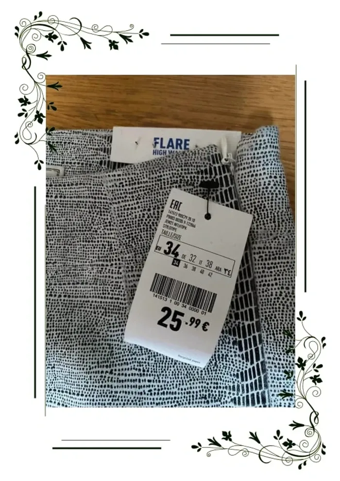 Pimkie Pantalon flare enduit python Blanc taille 34 - photo numéro 2