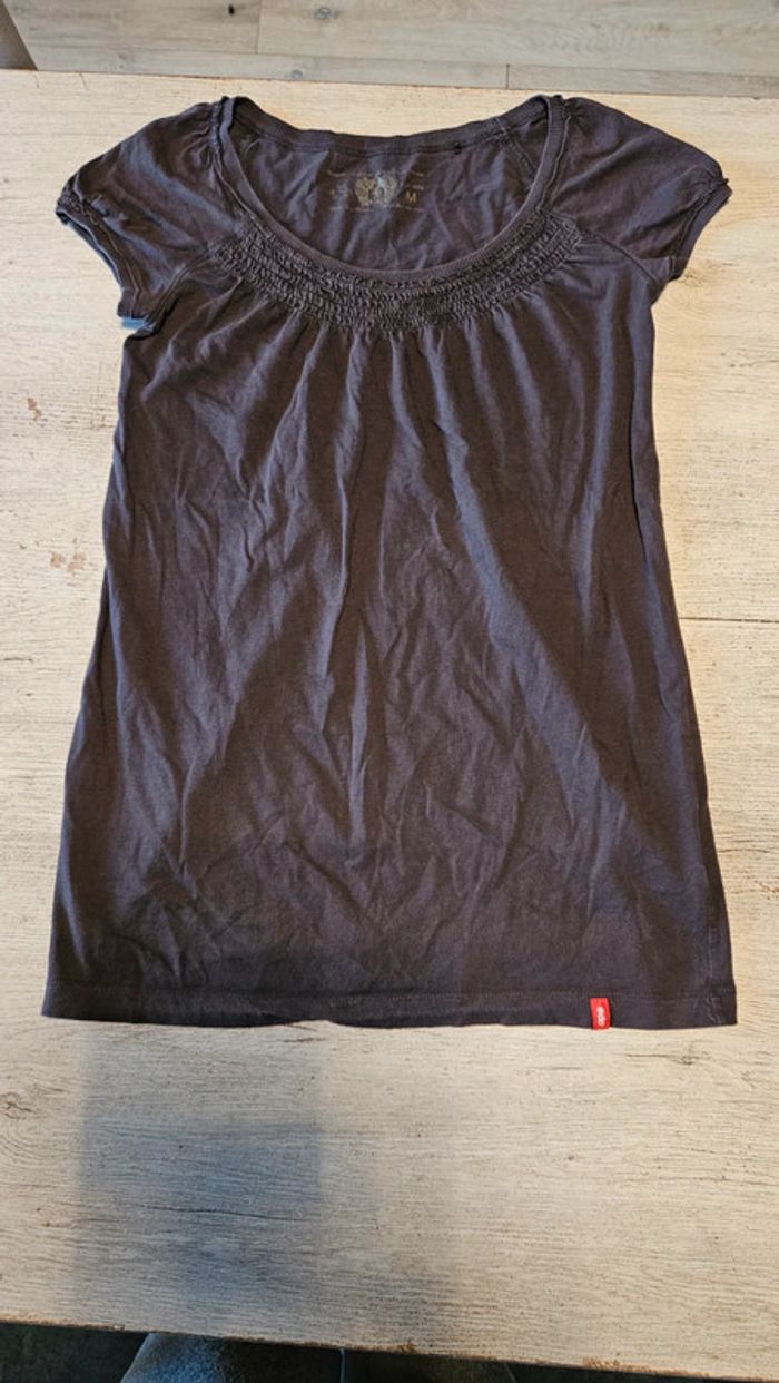 Tunique à manches courtes, brune, col large, EDC, taille M