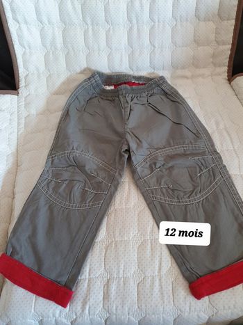 Pantalon kaki doublé rouge 12 mois