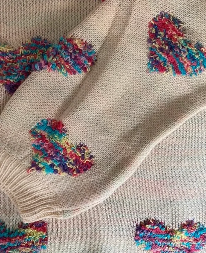 Pull coeur multicolore - photo numéro 3