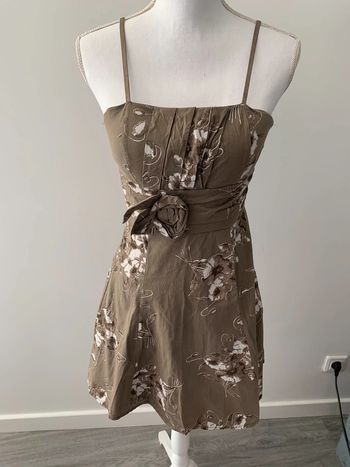 Robe à fleurs chocolat et beige TS