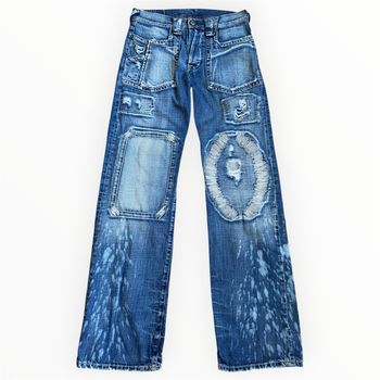 Jean Japan Rags W29 patchwork destroy vintage Y2K coupe droite