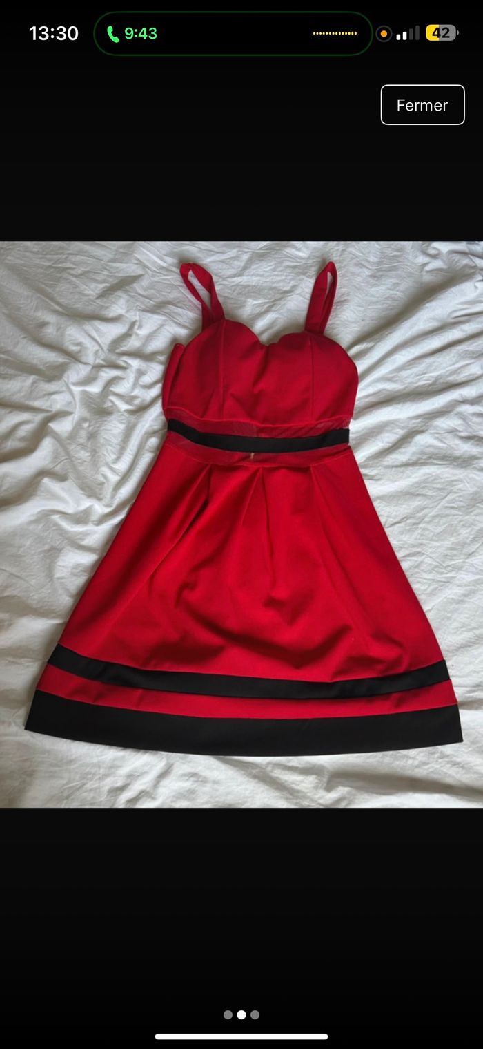 Robe rouge et noir élégante bicolore – esprit pin-up chic - photo numéro 2