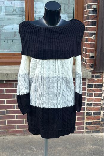 🖤 Robe pull col Bardot tricolore - Taille unique