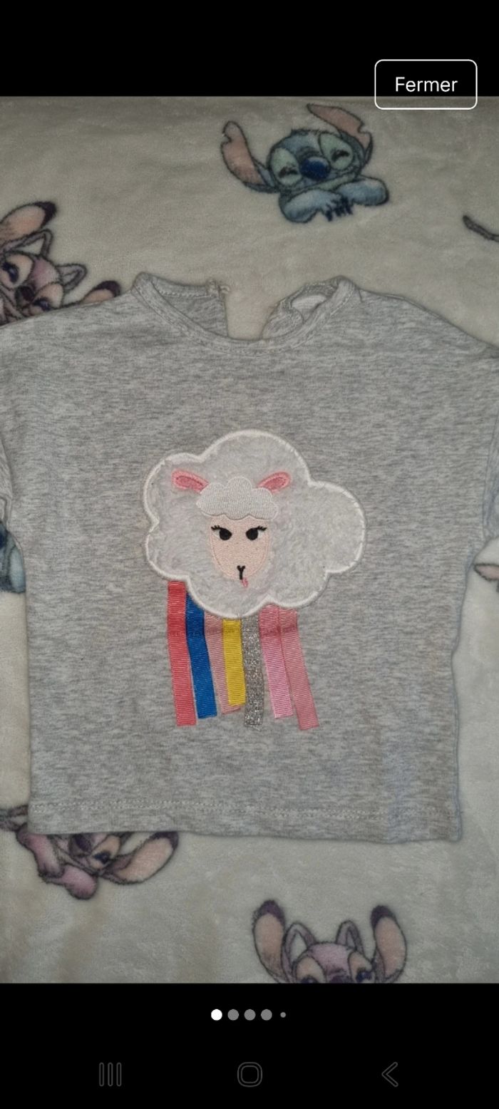 Tee-shirt manche longue 6 mois en très bon état