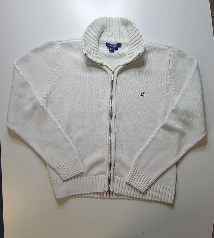 Sweat zippé blanc Chaps – Taille L – excellent état – logo brodé - photo numéro 3