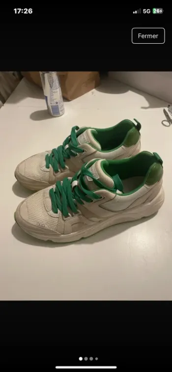 Baskets vertes et blanche Serafini