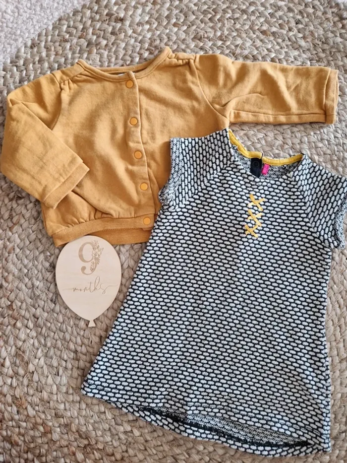 Ensemble robe et veste moutarde vertbaudet bébé fille 9 mois