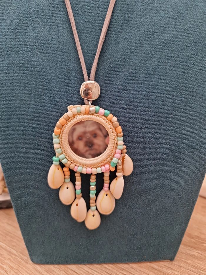 Collier Sautoir Miroir Boheme Macramé Attrape Reves Coquillages Perles - photo numéro 7