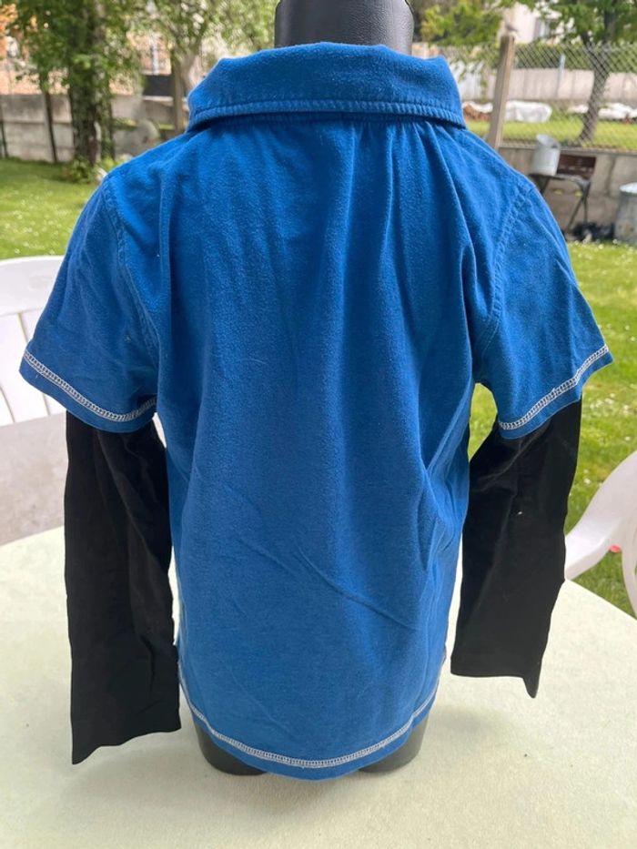 Polo bleu avec manche longue cousu noir taille 8 ans - photo numéro 2