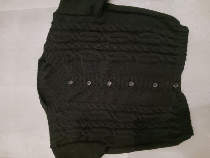 Gilet noir torsades taille 38 Tricoté main Phildar Neuf - photo numéro 2