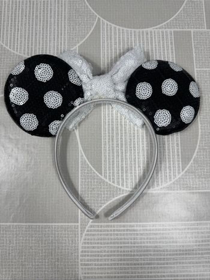 🎀 Serre-tête Disney noir & blanc à paillettes - photo numéro 3